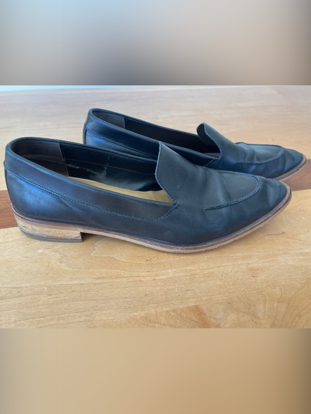 Everlane Black Leather Slip-On Loafers